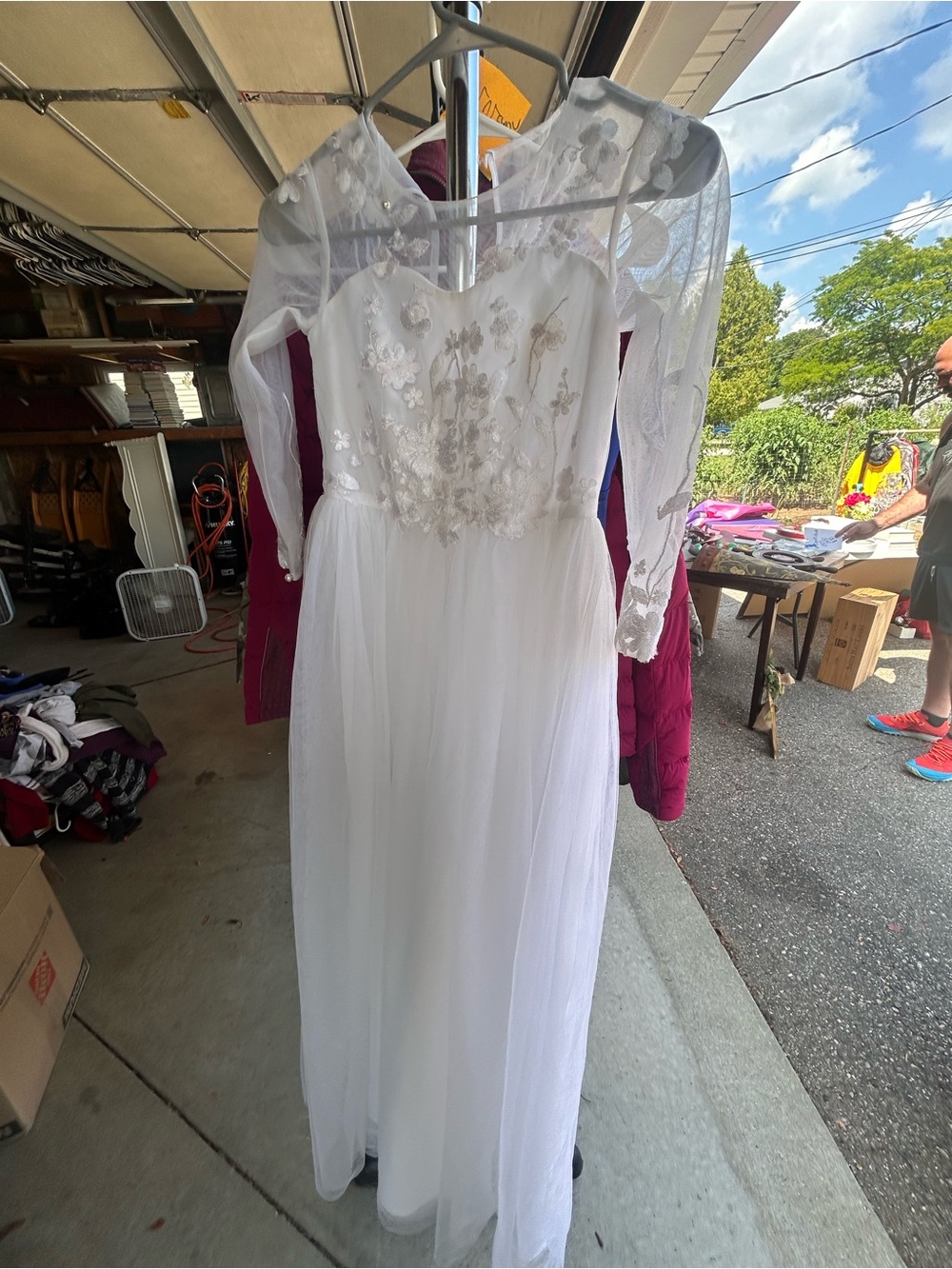 White Lace Appliqué Tulle Formal Dress for Girls
